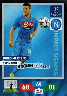 Sticker Dries Mertens - UEFA Champions League 2013-2014. Adrenalyn XL n. 280 - Panini