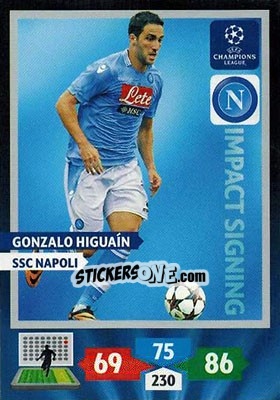 Figurina Gonzalo Higuaín - UEFA Champions League 2013-2014. Adrenalyn XL - Panini