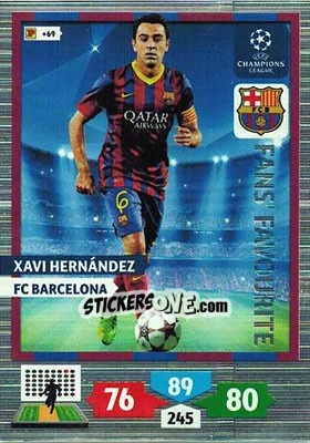 Figurina Xavi Hernández - UEFA Champions League 2013-2014. Adrenalyn XL - Panini