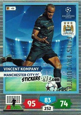 Sticker Vincent Kompany - UEFA Champions League 2013-2014. Adrenalyn XL - Panini