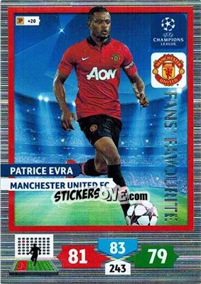 Sticker Patrice Evra - UEFA Champions League 2013-2014. Adrenalyn XL n. 306 - Panini