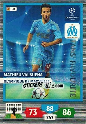 Sticker Mathieu Valbuena - UEFA Champions League 2013-2014. Adrenalyn XL n. 310 - Panini
