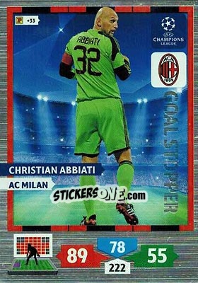 Sticker Christian Abbiati - UEFA Champions League 2013-2014. Adrenalyn XL n. 328 - Panini
