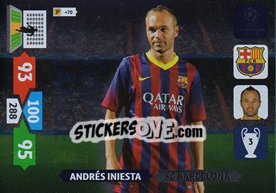 Sticker Andrés Iniesta - UEFA Champions League 2013-2014. Adrenalyn XL n. 335 - Panini