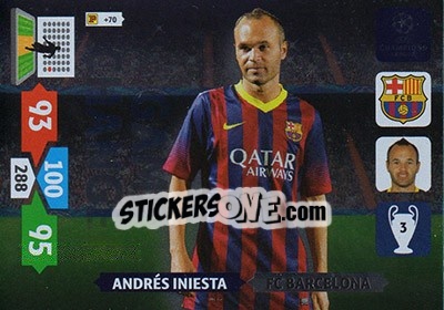 Sticker Andrés Iniesta - UEFA Champions League 2013-2014. Adrenalyn XL - Panini