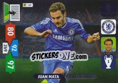 Sticker Juan Mata - UEFA Champions League 2013-2014. Adrenalyn XL - Panini