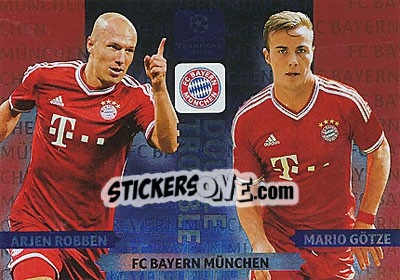 Sticker Arjen Robben / Mario Götze - UEFA Champions League 2013-2014. Adrenalyn XL n. 377 - Panini