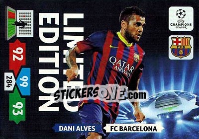 Sticker Dani Alves - UEFA Champions League 2013-2014. Adrenalyn XL - Panini