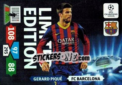 Sticker Gerard Piqué - UEFA Champions League 2013-2014. Adrenalyn XL n. LE-GP - Panini