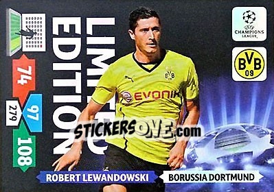 Sticker Robert Lewandowski - UEFA Champions League 2013-2014. Adrenalyn XL n. XXL-RL - Panini