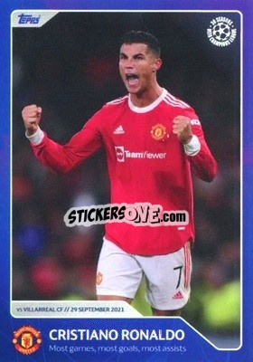 Sticker Cristiano Ronaldo - Most games, most goals, most assists (29 September 2021) - 30 Seasons UEFA Champions League n. 88 - Topps