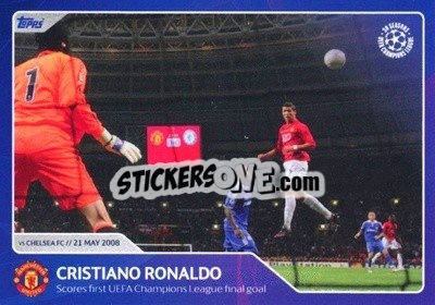 Sticker Cristiano Ronaldo - Scores first UEFA Champions League final goal (21 May 2008) - 30 Seasons UEFA Champions League n. 65 - Topps