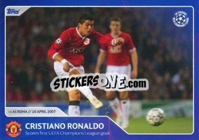 Sticker Cristiano Ronaldo - Scores first UEFA Champions League goal (10 April 2007) - 30 Seasons UEFA Champions League n. 47 - Topps