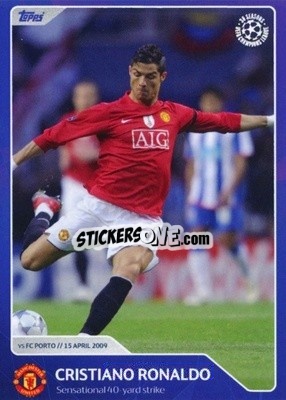 Sticker Cristiano Ronaldo - Sensational 40-yard strike (15 April 2009) - 30 Seasons UEFA Champions League n. 3 - Topps
