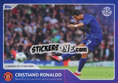 Sticker Cristiano Ronaldo - Stunning 40-yard free-kick in semi-final (5 May 2009) - 30 Seasons UEFA Champions League n. 37 - Topps
