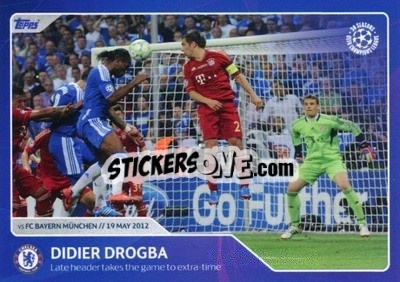 Sticker Didier Drogba - Late header takes the game to extra-time (19 May 2012) - 30 Seasons UEFA Champions League n. 5 - Topps