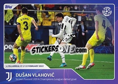 Sticker Dusan Vlahovic - Scores fastest UEFA Champions League debut goal (22 February 2022) - 30 Seasons UEFA Champions League n. 59 - Topps