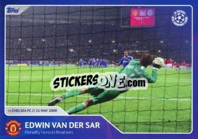 Sticker Edwin Van Der Sar - Penalty hero in final win (21 May 2008) - 30 Seasons UEFA Champions League n. 54 - Topps