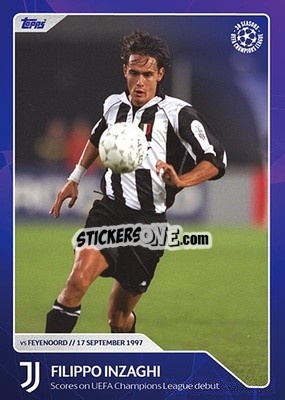 Sticker Filippo Inzaghi - Scores on UEFA Champions League debut (17 September 1997) - 30 Seasons UEFA Champions League n. 44 - Topps