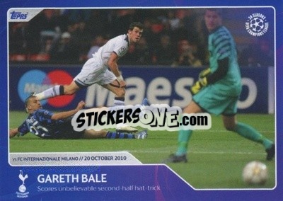 Sticker Gareth Bale - Scores unbelievable second-half hat-trick (20 October 2010) - 30 Seasons UEFA Champions League n. 31 - Topps
