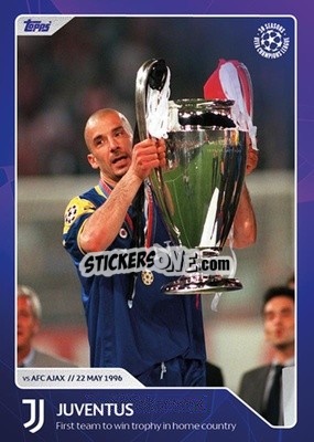 Sticker Juventus - First team to win trophy in home country (22 May 1996) - 30 Seasons UEFA Champions League - Topps