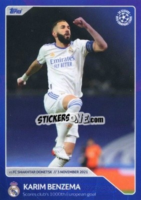 Cromo Karim Benzema - Scores club’s 1,000th European goal (3 November 2021) - 30 Seasons UEFA Champions League - Topps