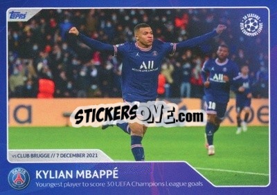 Sticker Kylian Mbappe - Youngest player to score 30 UEFA Champions League goals (7 December 2021)