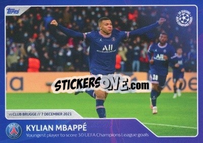 Sticker Kylian Mbappe - Youngest player to score 30 UEFA Champions League goals (7 December 2021) - 30 Seasons UEFA Champions League n. 34 - Topps
