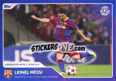 Sticker Lionel Messi - Stunning strike in Wembley final win (28 May 2011) - 30 Seasons UEFA Champions League n. 82 - Topps