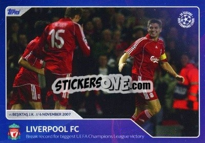 Sticker Liverpool FC - Break record for biggest UEFA Champions League victory (6 November 2007) - 30 Seasons UEFA Champions League - Topps