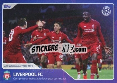 Sticker Liverpool FC - Complete unbelievable four-goal comeback (7 May 2019) - 30 Seasons UEFA Champions League n. 20 - Topps