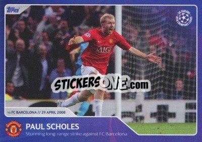 Sticker Paul Scholes - Stunning long-range strike against FC Barcelona (29 April 2008) - 30 Seasons UEFA Champions League n. 14 - Topps