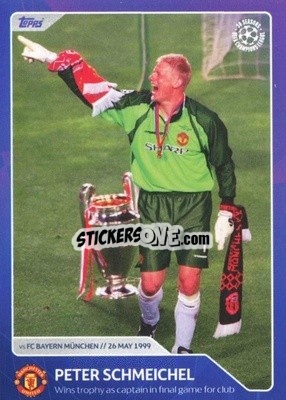 Sticker Peter Schmeichel - Wins trophy as captain in final game for club (26 May 1999) - 30 Seasons UEFA Champions League n. 21 - Topps