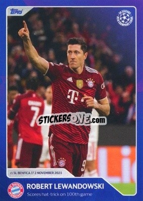 Sticker Robert Lewandowski - Scores hat-trick on 100th game (2 November 2021) - 30 Seasons UEFA Champions League n. 63 - Topps