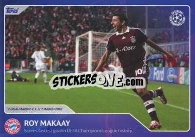 Sticker Roy Makaay - Scores fastest goal in UEFA Champions League history (7 March 2007) - 30 Seasons UEFA Champions League n. 24 - Topps