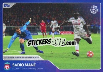 Sticker Sadio Mane - Scores match winning brace (13 March 2019) - 30 Seasons UEFA Champions League n. 66 - Topps