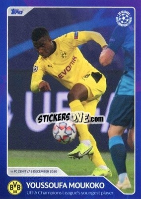 Sticker Youssoufa Moukoko - UEFA Champions League’s youngest player (8 December 2020) - 30 Seasons UEFA Champions League n. 38 - Topps