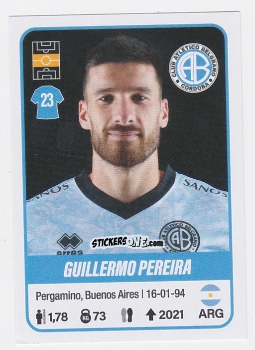 Cromo Guillermo Pereira - Fútbol Argentino 2023 n. 100 - Panini