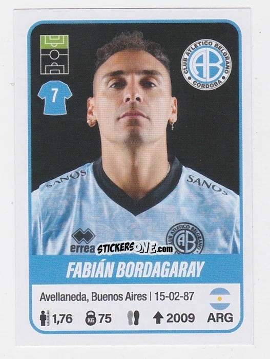 Cromo Fabián Bordagaray - Fútbol Argentino 2023 n. 102 - Panini