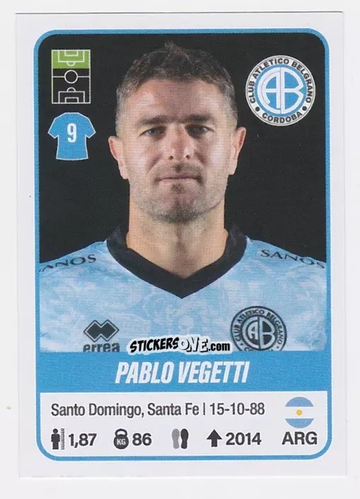 Cromo Pablo Vegetti - Fútbol Argentino 2023 n. 104 - Panini