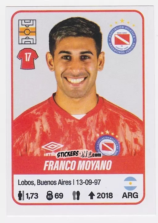 Sticker Franco Moyano - Fútbol Argentino 2023 n. 13 - Panini