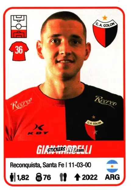 Sticker Gian Nardelli - Fútbol Argentino 2023 n. 142 - Panini