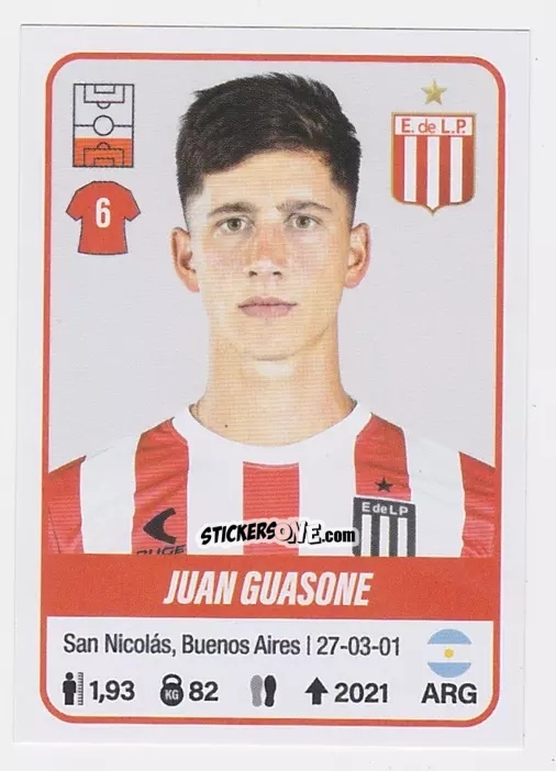 Figurina Juan Cruz Guasone - Fútbol Argentino 2023 n. 178 - Panini