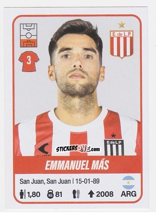 Figurina Emmanuel Más - Fútbol Argentino 2023 n. 180 - Panini