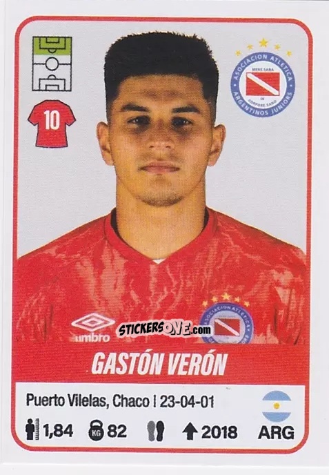Sticker Gastón Verón - Fútbol Argentino 2023 n. 19 - Panini