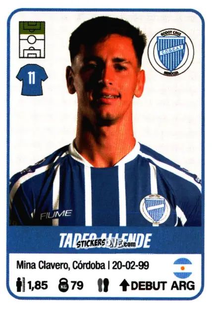 Sticker Tadeo Allende - Fútbol Argentino 2023 n. 224 - Panini