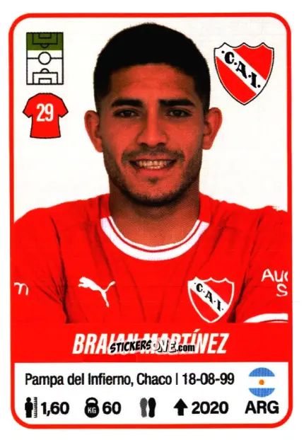 Sticker Braian Martínez - Fútbol Argentino 2023 n. 258 - Panini