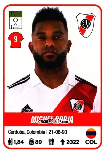 Sticker Miguel Borja - Fútbol Argentino 2023 n. 358 - Panini