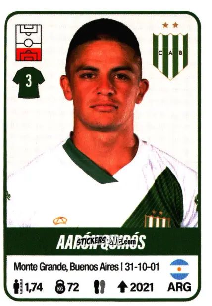 Sticker Aarón Quirós - Fútbol Argentino 2023 n. 58 - Panini