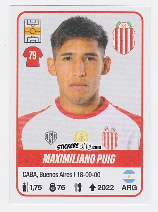 Figurina Maximiliano Puig - Fútbol Argentino 2023 n. 84 - Panini